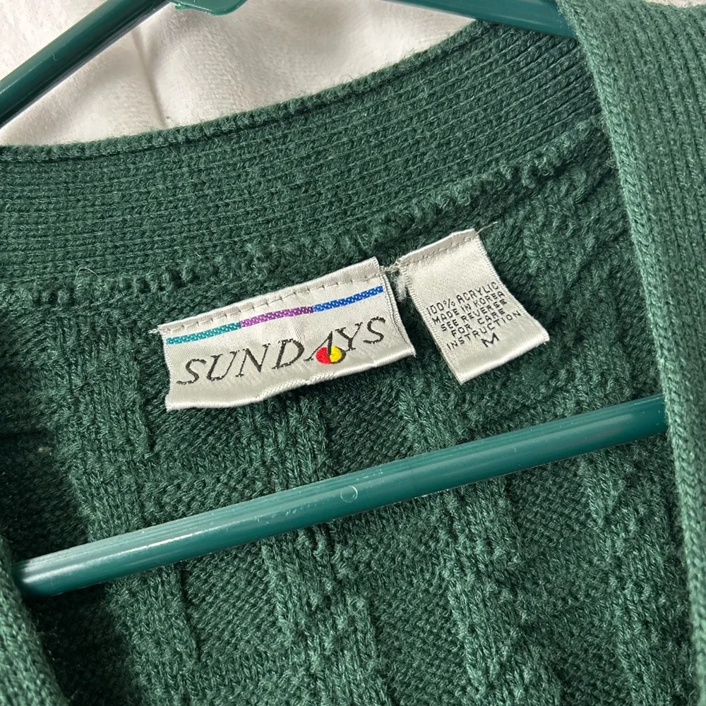 VTG Sundays grandpa textured dark green button up sweater vest St Patrick’s day